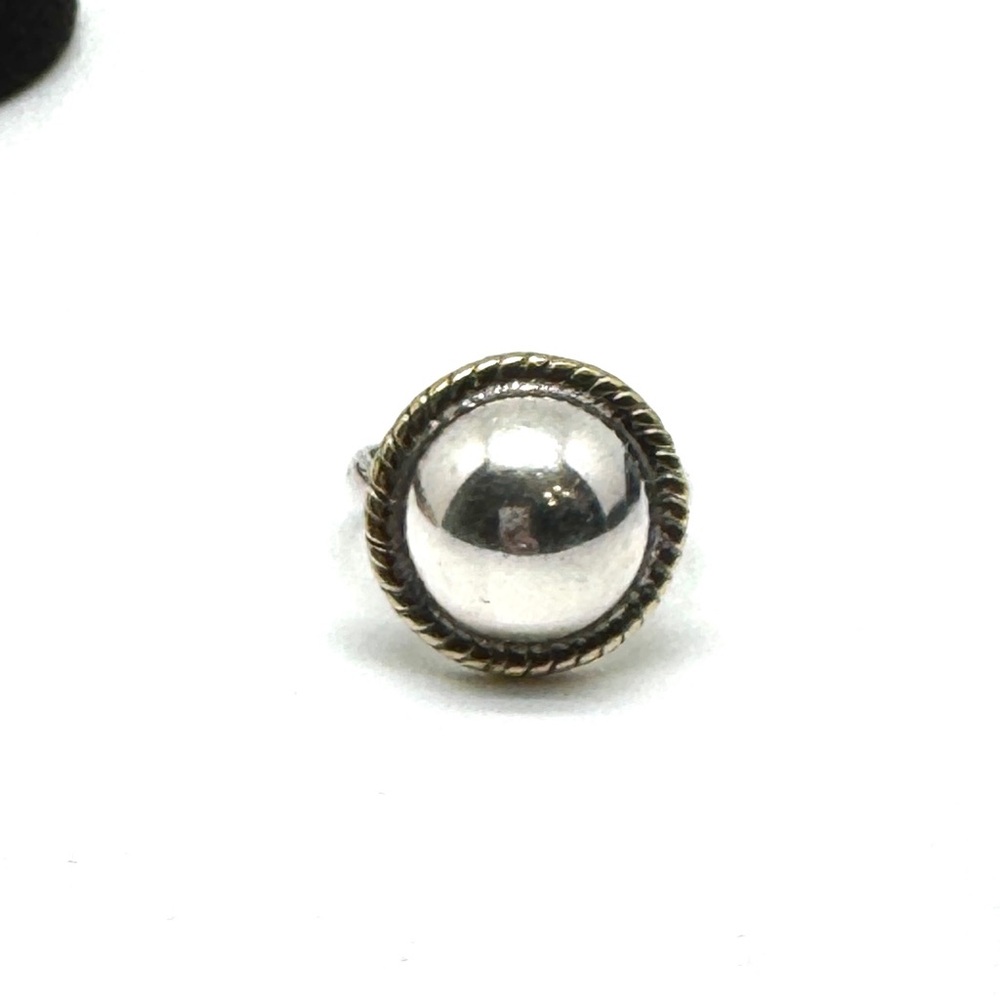 Vintage Taxco LATON Sterling Silver Two-Tone Dome Ring with Rope Edge Size 6 1/2 - Picture 5 of 16
